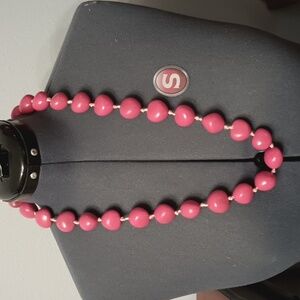 Vintage pink buckeye ribbon necklace
